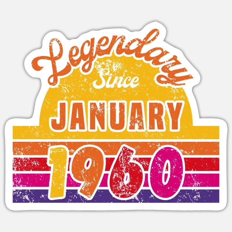 Janvier 1960 - Anniversaire en janvier - Sticker taille S (10 x 10 cm) - blanc mat