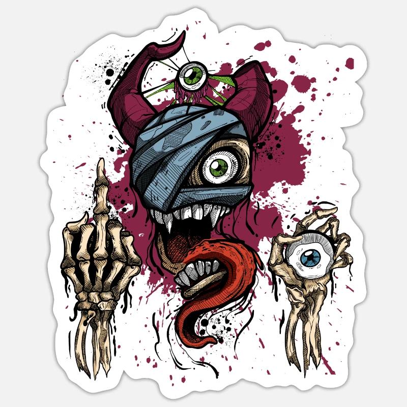 Weirdcore Ästhetik Pastell Goth Grunge Evil Skull Sticker Größe S (10 x 10 cm)