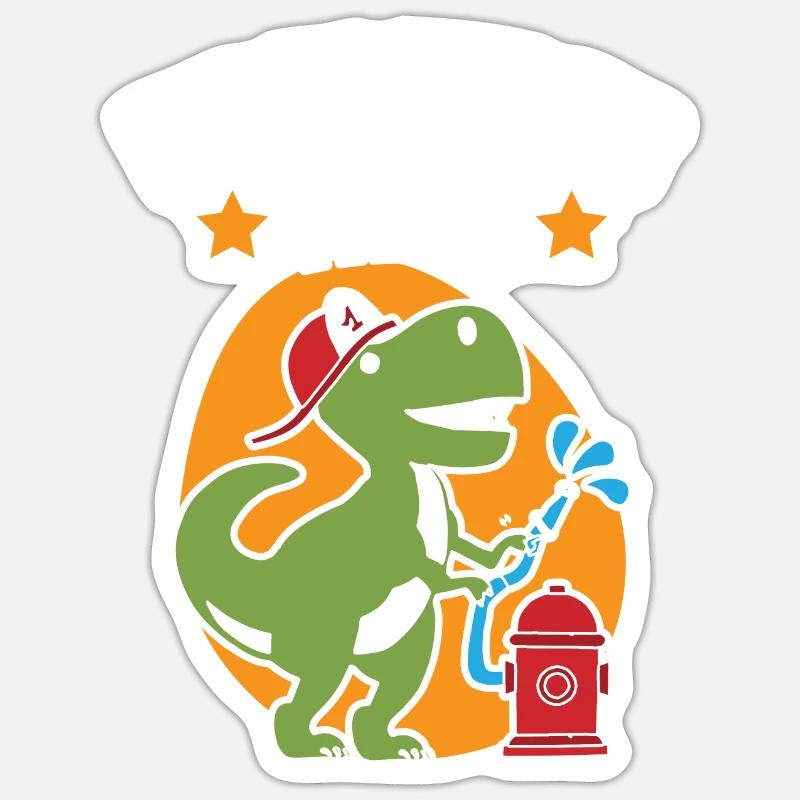 Firesaurus Rex Pompier Pompier Dinosaure Sticker taille S (10 x 10 cm)