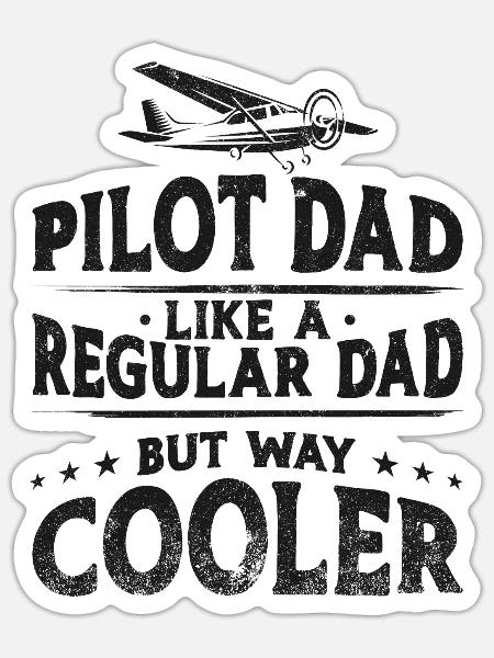 Airplane Pilot Dad Father Vintage - Sticker Größe S (10 x 10 cm) - Mattweiß