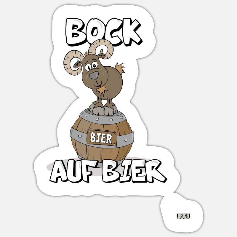 Bock auf Bier - tierischen Durst - - Sticker Größe S (10 x 10 cm) - Mattweiß