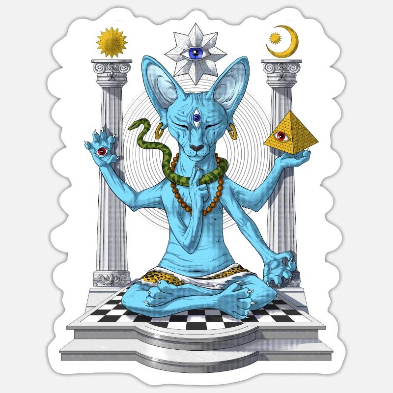 Sphynx Cat Psychedelic Shiva - Sticker size S (10 x 10 cm) - white matte