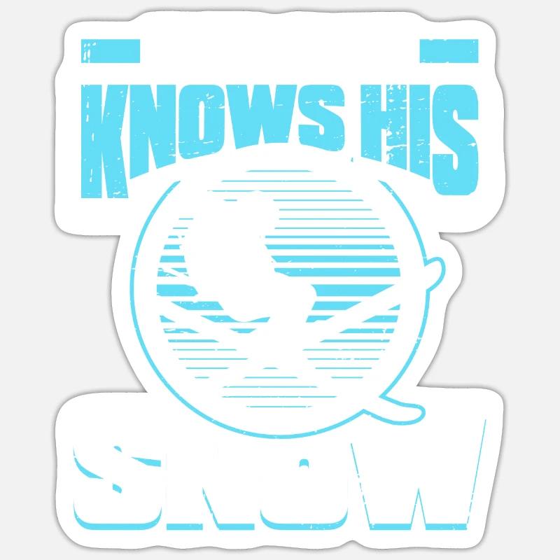 Ski Skiing Skis - Sticker taille S (10 x 10 cm) - blanc mat