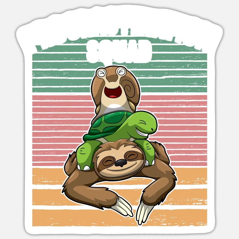 Procrastination Squad Sloth Turtle Snail Lazy Day Sticker Größe S (10 x 10 cm)