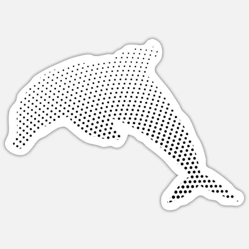 Dauphin - Sticker taille S (10 x 10 cm) - blanc mat
