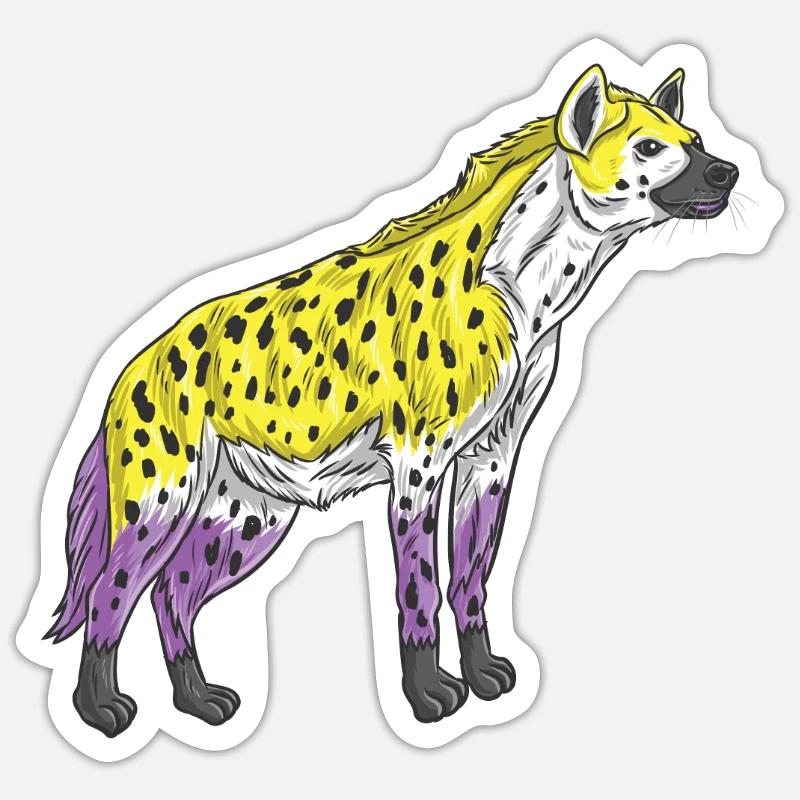 Hyena Non-binary pride Nonbinary Pride Sticker size S (10 x 10 cm)