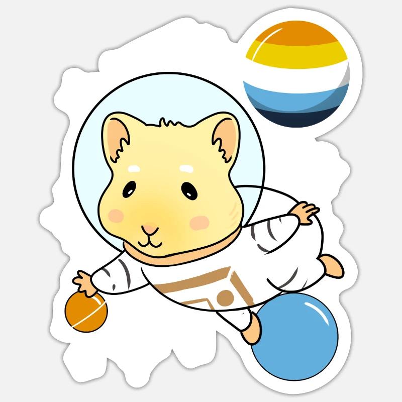 Cochons d’Inde dans l’espace Aroace Pride Sticker taille S (10 x 10 cm)