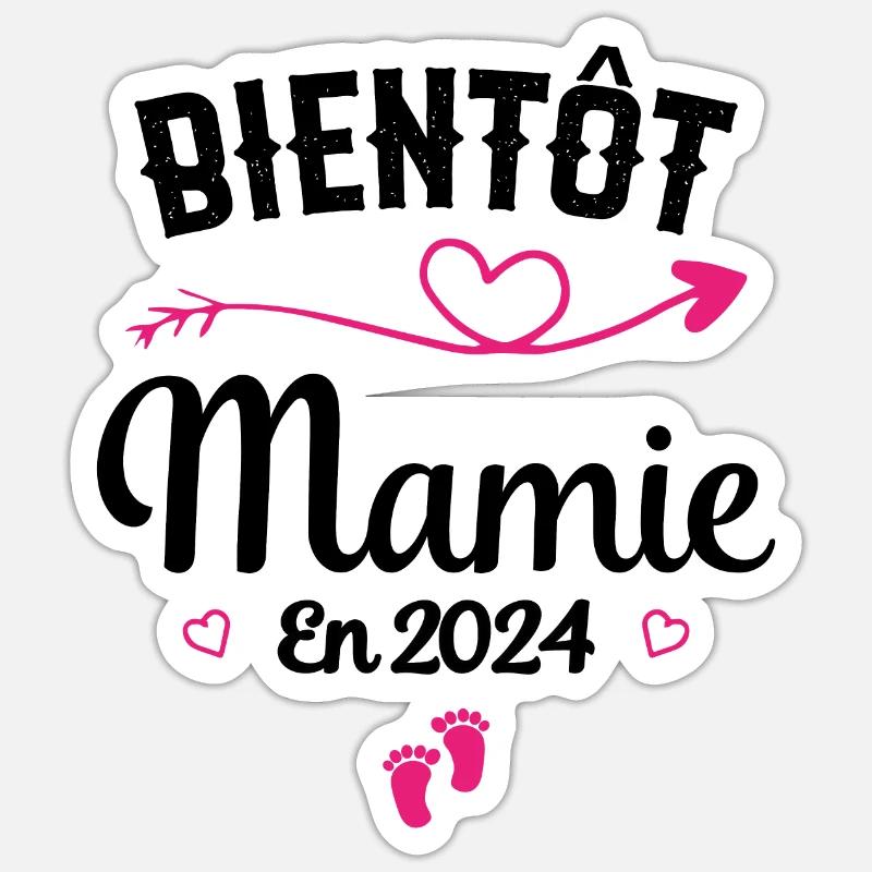 Bientôt future Mamie 2024 - Sticker taille S (10 x 10 cm) - blanc mat