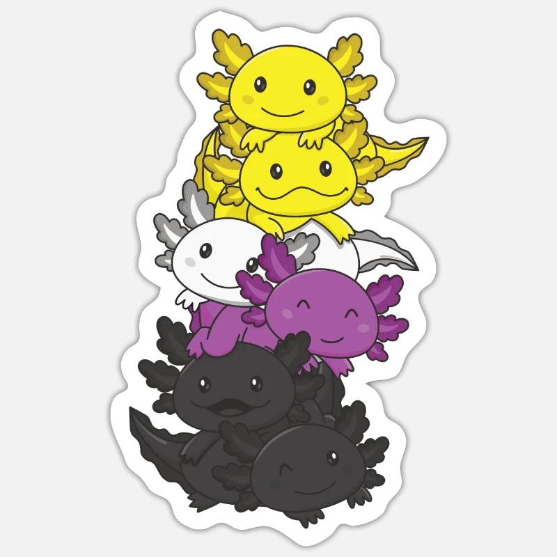 Nonbinary Flag Non Binary Pride LGBTQ Axolotl Sticker Größe S (10 x 10 cm)