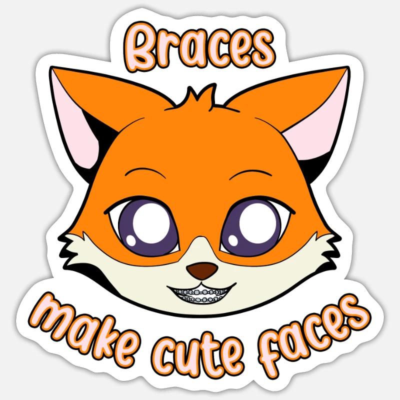 Fuchs - Braces - Sticker size S (10 x 10 cm) - white matte