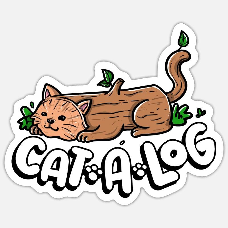 Drôle de chat Un chat rond Chat Chat arbre Abattage Sticker taille S (10 x 10 cm)