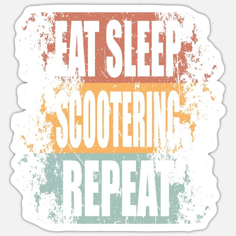 ScooterIng Manger Dormir Répéter - Sticker taille S (10 x 10 cm) - blanc mat
