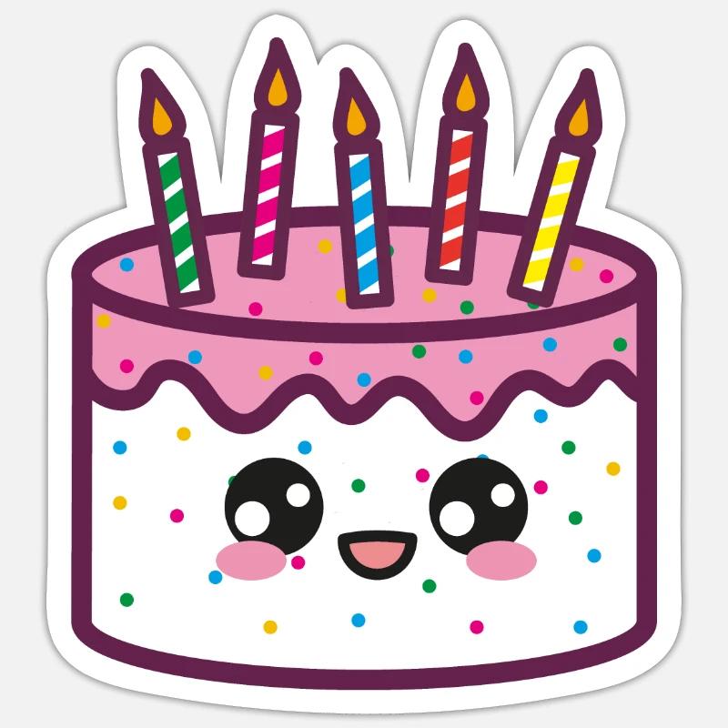 Gâteau d'anniversaire - Sticker taille S (10 x 10 cm) - blanc mat