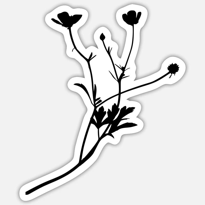 Renoncule Meadowflower - Sticker taille S (10 x 10 cm) - blanc mat