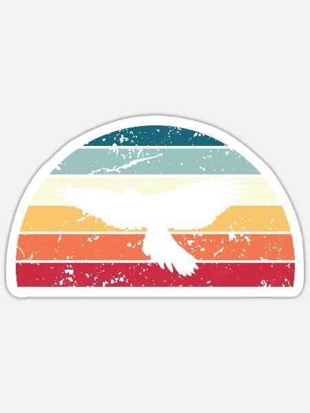 Retro Falknerei Sonnenuntergang Vintage Vogel Sonnenaufgang - Sticker Größe S (10 x 10 cm) - Mattweiß