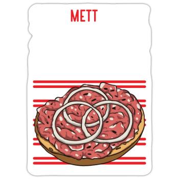 Mannes Mett Mettbrötchen Witzig Fleisch Essen - Sticker Größe S (10 x 10 cm) - Mattweiß - Vorne