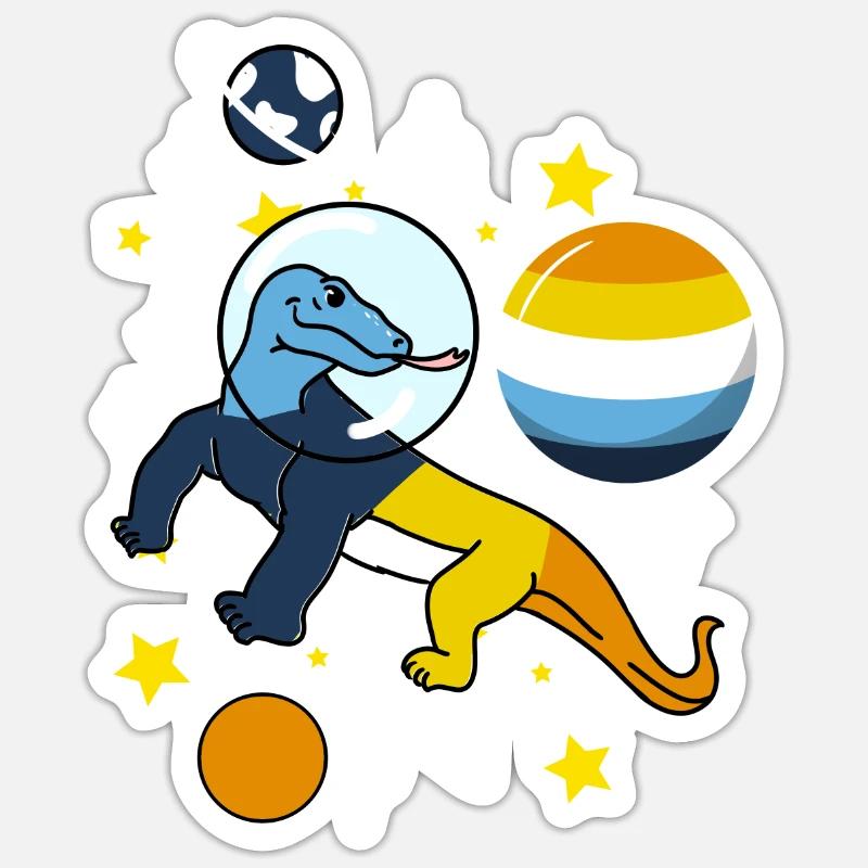 Komodowaran Astronaute Aroace - Sticker taille S (10 x 10 cm) - blanc mat