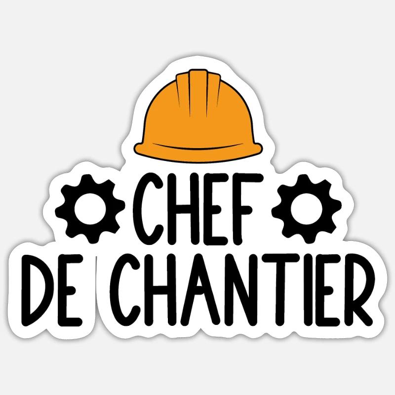 Chef De Chantier - Sticker taille S (10 x 10 cm) - blanc mat