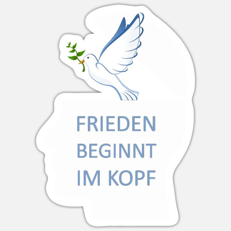 Frieden beginnt im Kopf Friedenstaube Peace - Sticker Größe S (10 x 10 cm) - Mattweiß