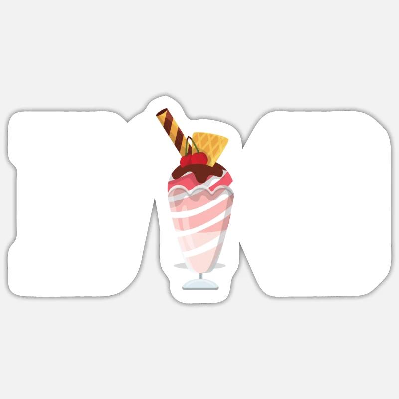 Crème glacée Papa - Sticker taille S (10 x 10 cm) - blanc mat