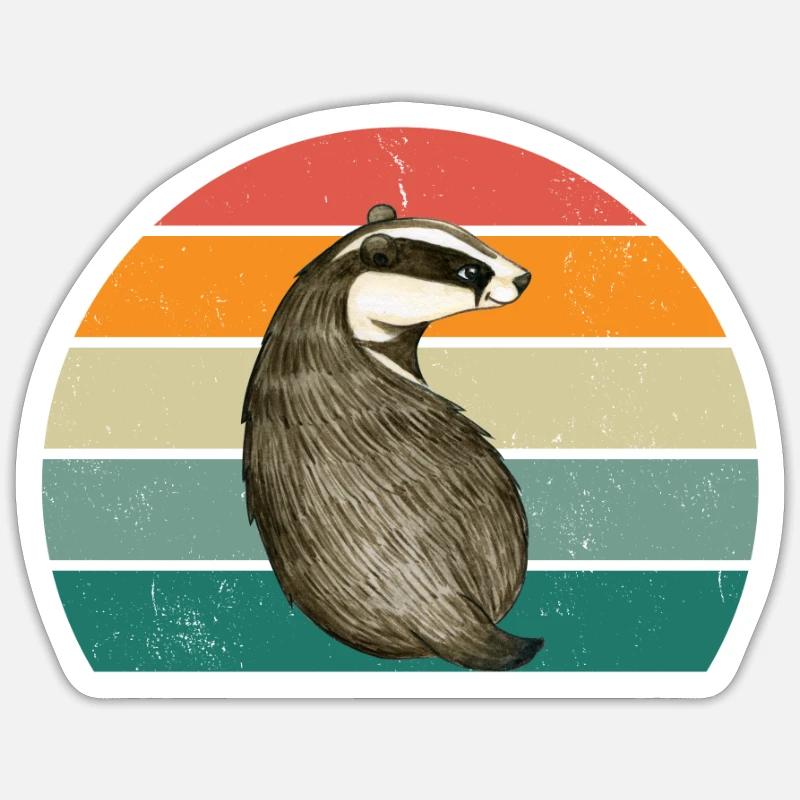 badger cave badger construction honey badger forest badger - Sticker size S (10 x 10 cm) - white matte