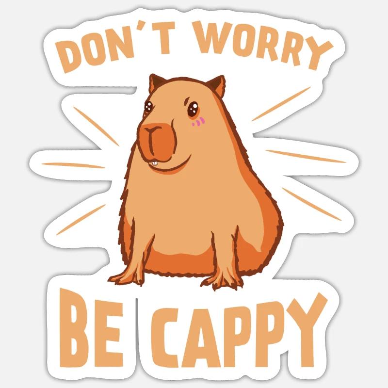 Capybara Pet Capybara Amoureux - Sticker taille S (10 x 10 cm) - blanc mat
