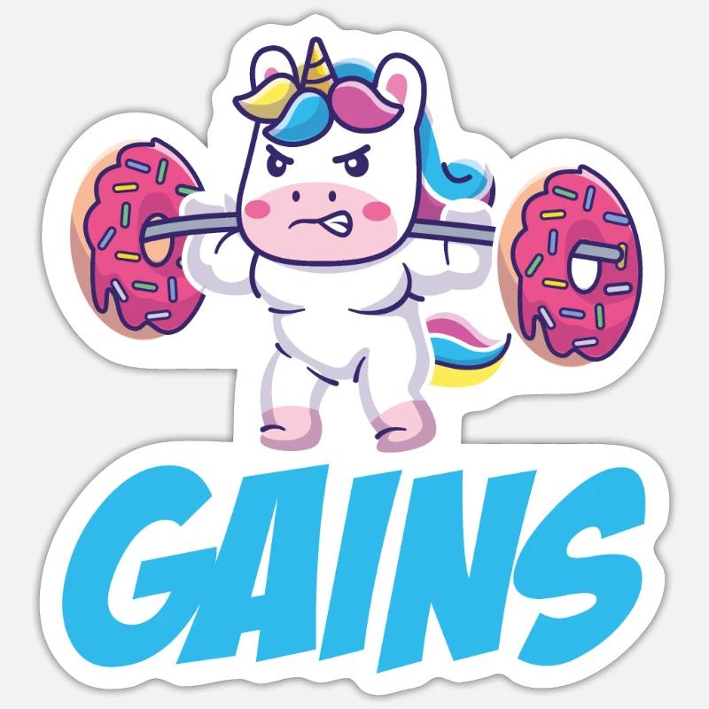 Licorne Gains - Sticker taille S (10 x 10 cm) - blanc mat