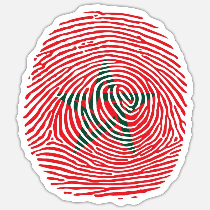empreinte digitale du drapeau marocain Sticker taille S (10 x 10 cm)