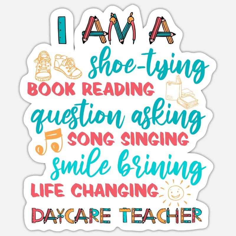 Enseignante de maternelle Assistante maternelle Éducatrice - Sticker taille S (10 x 10 cm) - blanc mat