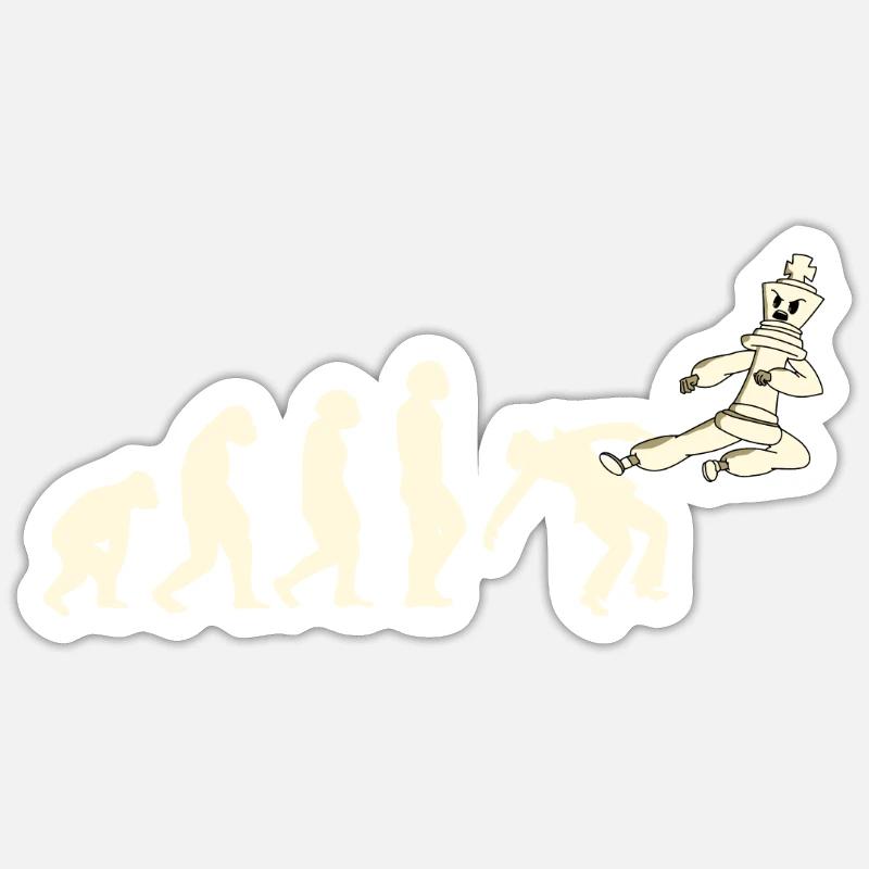 Schachspieler Schachspiel Schachbrett Evolution - Sticker Größe S (10 x 10 cm) - Mattweiß