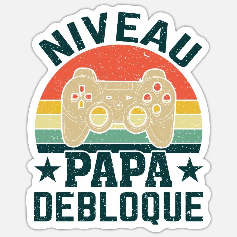 Daddy Level Unlocked - Sticker size S (10 x 10 cm) - white matte