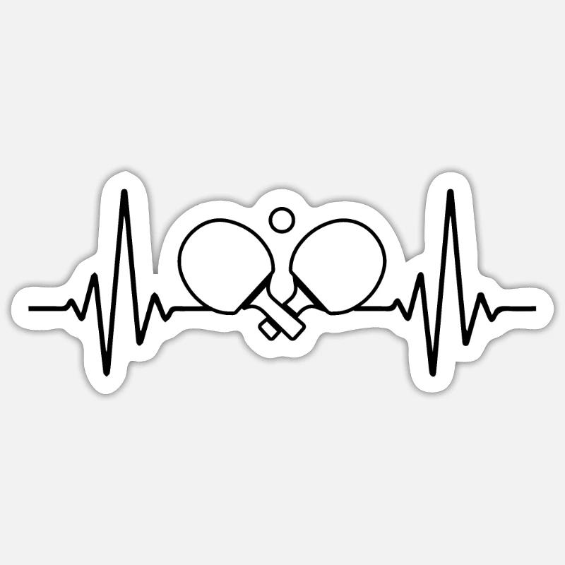 Ping Pong Herzfrequenz und Lebensstil - Sticker Größe S (10 x 10 cm) - Mattweiß