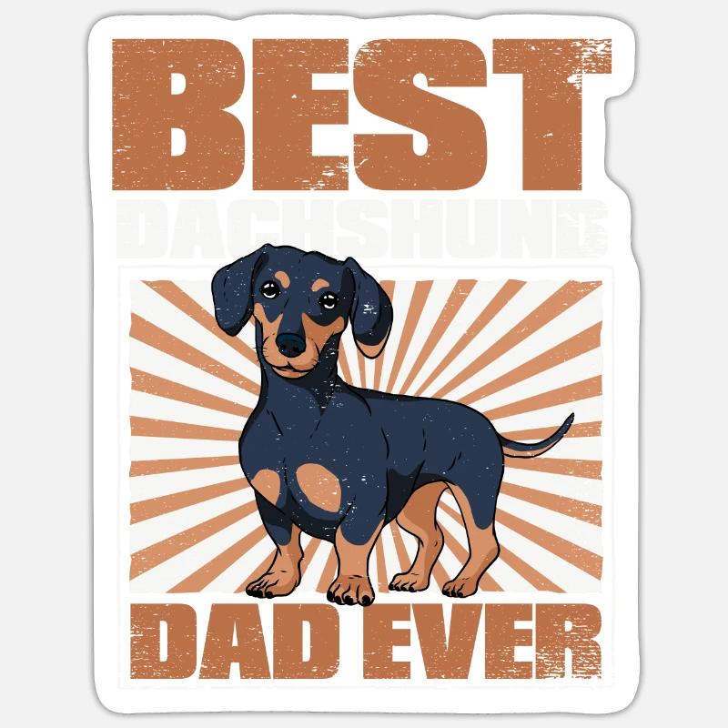 Chien teckel - Sticker taille S (10 x 10 cm) - blanc mat