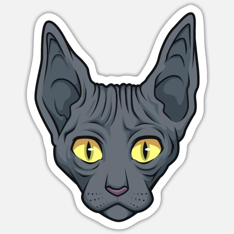 Sphynx Chat - Sticker taille S (10 x 10 cm) - blanc mat