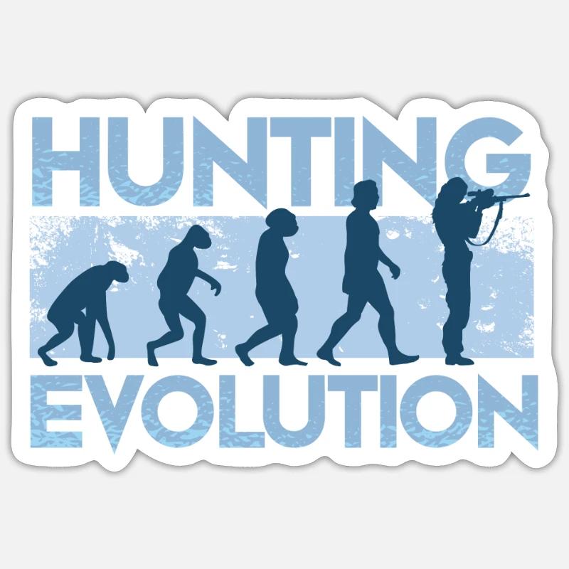 Jägerin Evolution - Sticker Größe S (10 x 10 cm) - Mattweiß