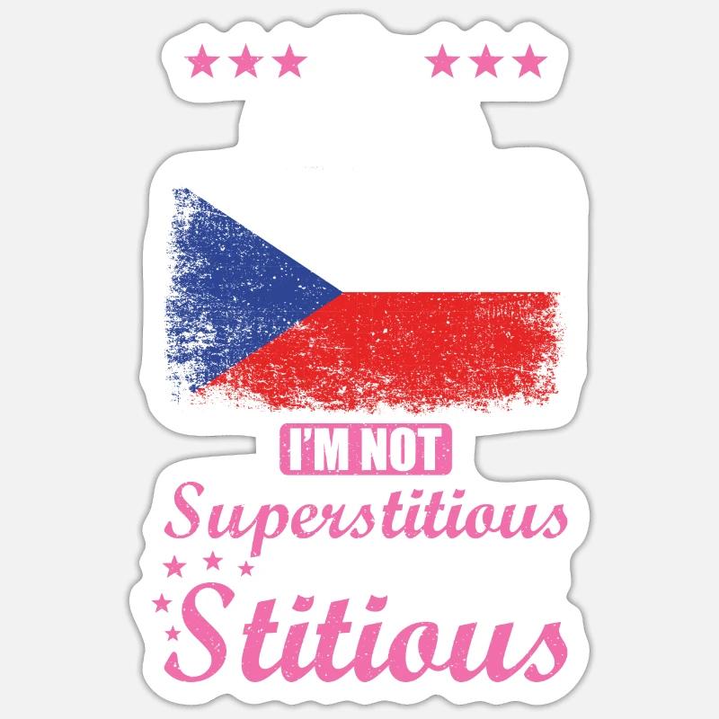 Tchèque Mme Superstitious Stitious - Sticker taille S (10 x 10 cm) - blanc mat