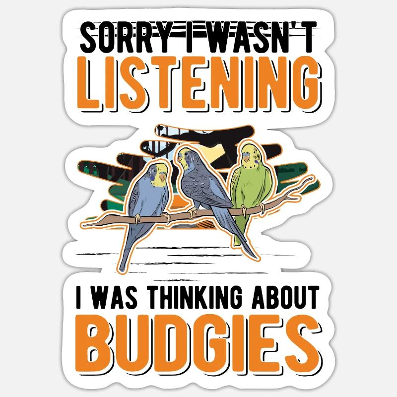 Budgerigar Gift Welli Parakeet - Sticker size S (10 x 10 cm) - white matte
