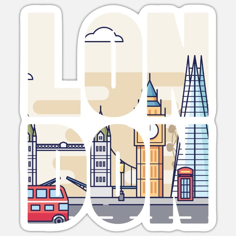 Londres - Sticker taille S (10 x 10 cm) - blanc mat