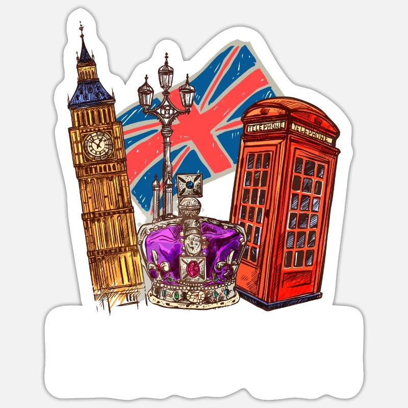 Londres - Sticker taille S (10 x 10 cm) - blanc mat