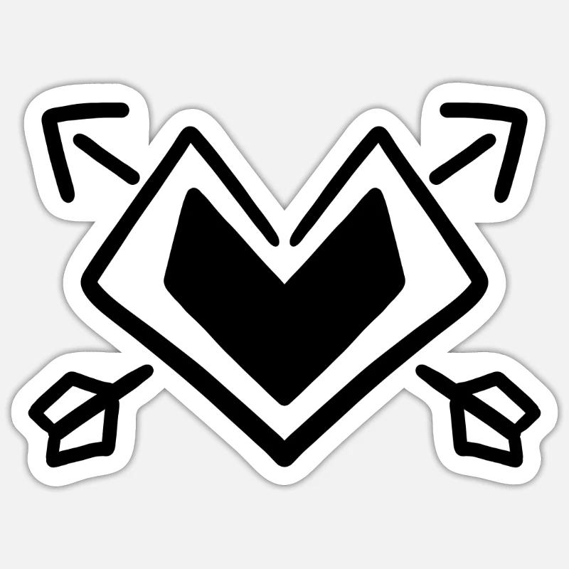 Flèche de cœur - Sticker taille S (10 x 10 cm) - blanc mat