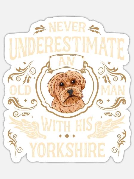 Yorkshire Terrier Hund - Sticker Größe S (10 x 10 cm) - Mattweiß