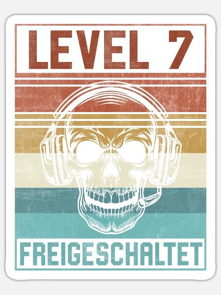 7. Geburtstag Gamer Level 7 Jahre - Sticker Größe S (10 x 10 cm) - Mattweiß