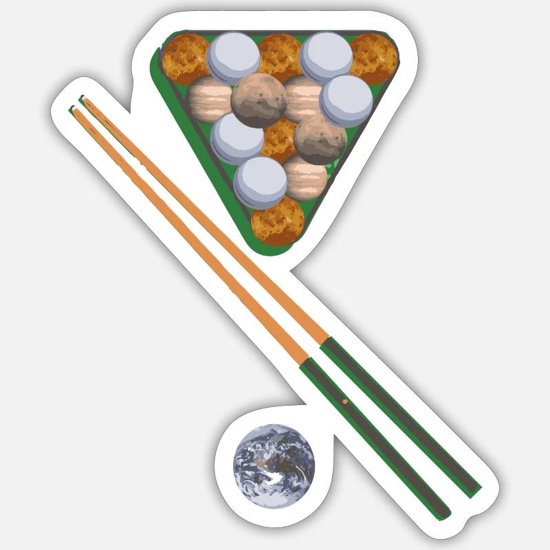 billard,planeten,planet,erde,spiel - Sticker Größe S (10 x 10 cm) - Mattweiß