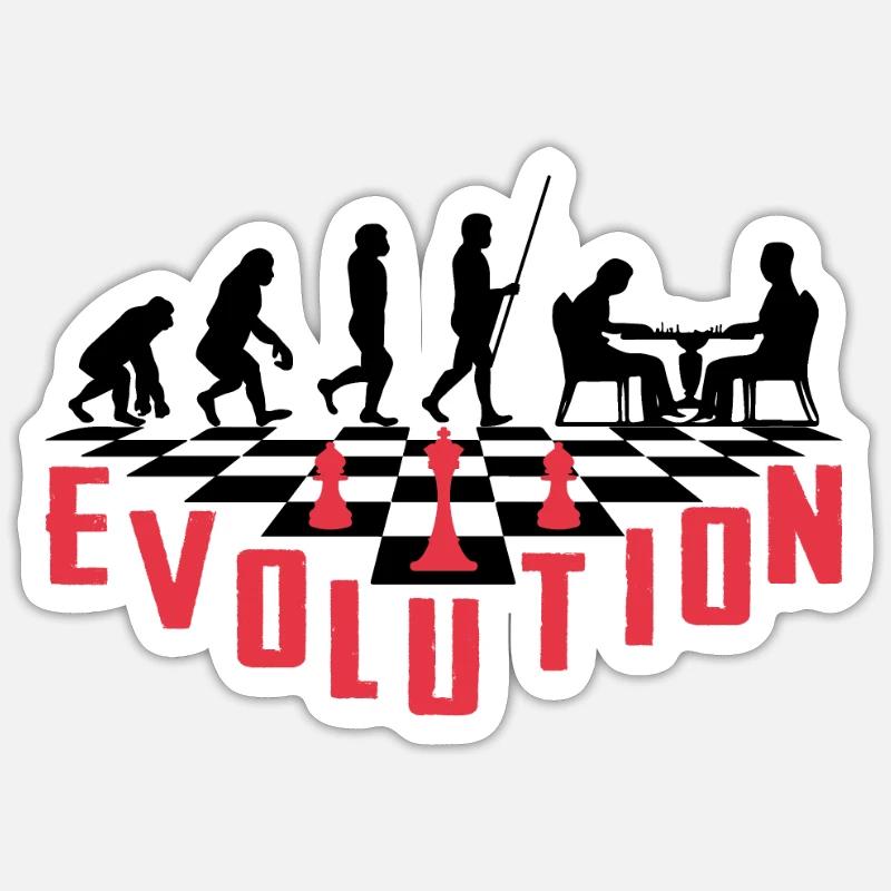 Die Evolution des Schachs - Sticker Größe S (10 x 10 cm) - Mattweiß