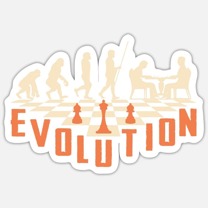 L'évolution Des Échecs - Sticker taille S (10 x 10 cm) - blanc mat
