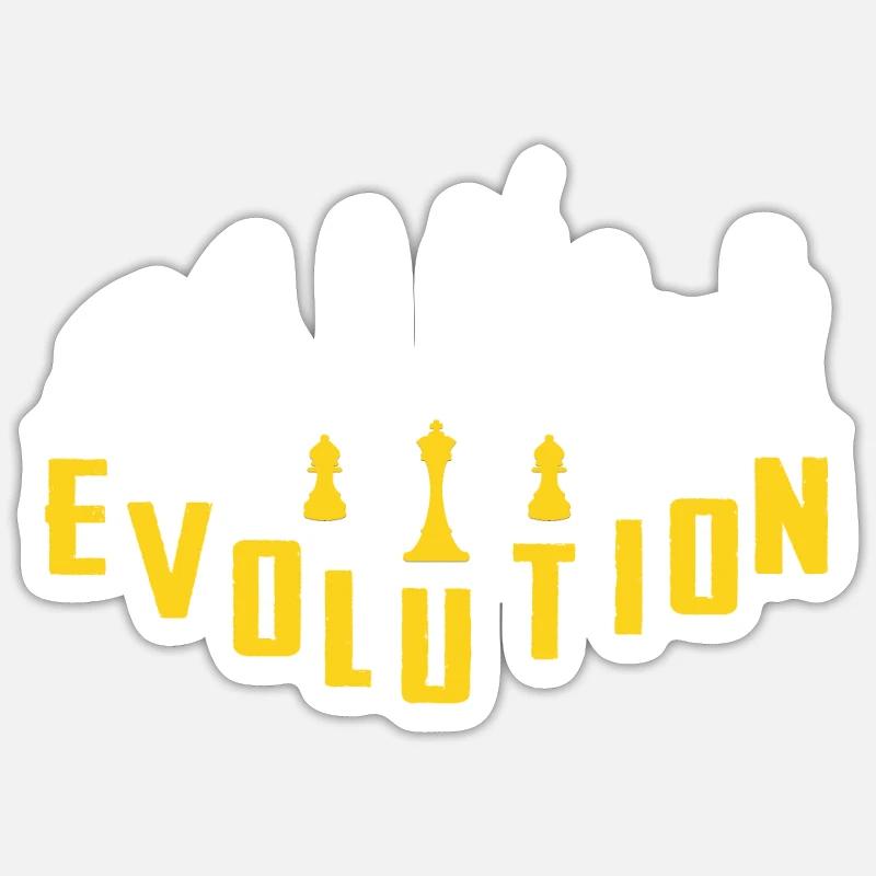 L'évolution Des Échecs - Sticker taille S (10 x 10 cm) - blanc mat