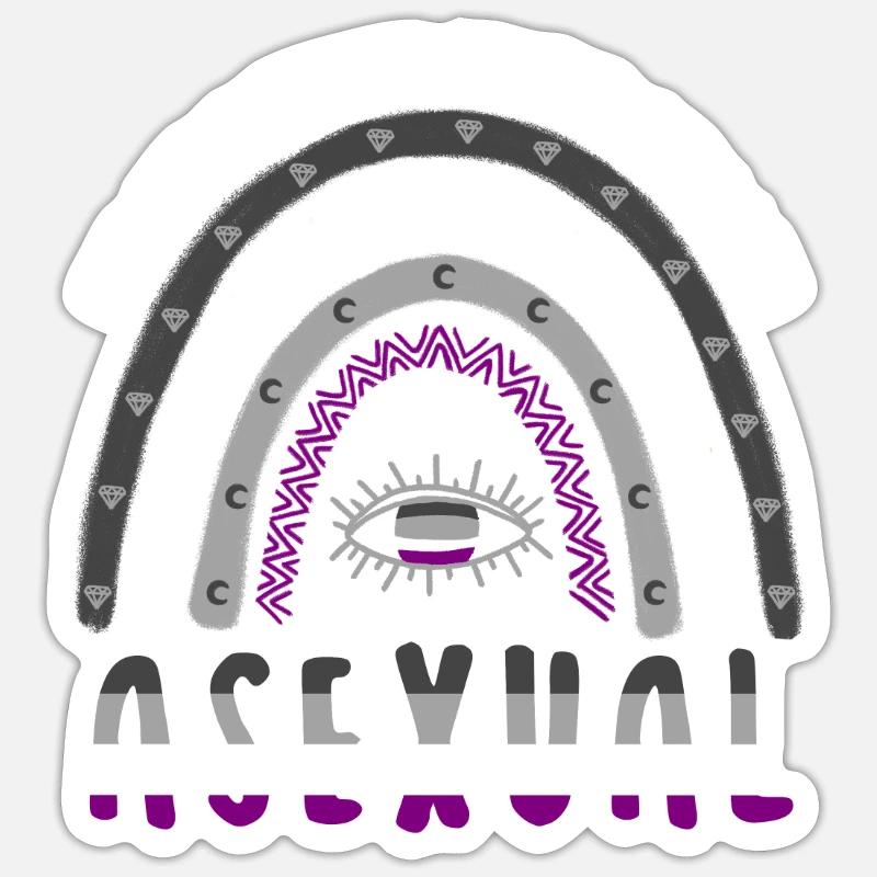 Boho Rainbow Asexuel - Sticker taille S (10 x 10 cm) - blanc mat
