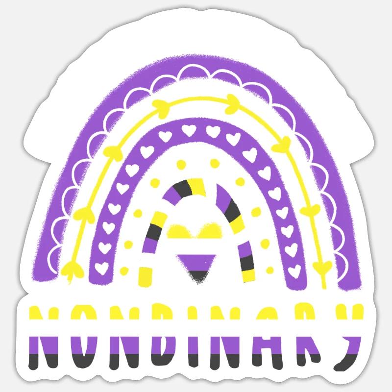 Nonbinary Pride Nonbinary Rainbow - Sticker size S (10 x 10 cm) - white matte