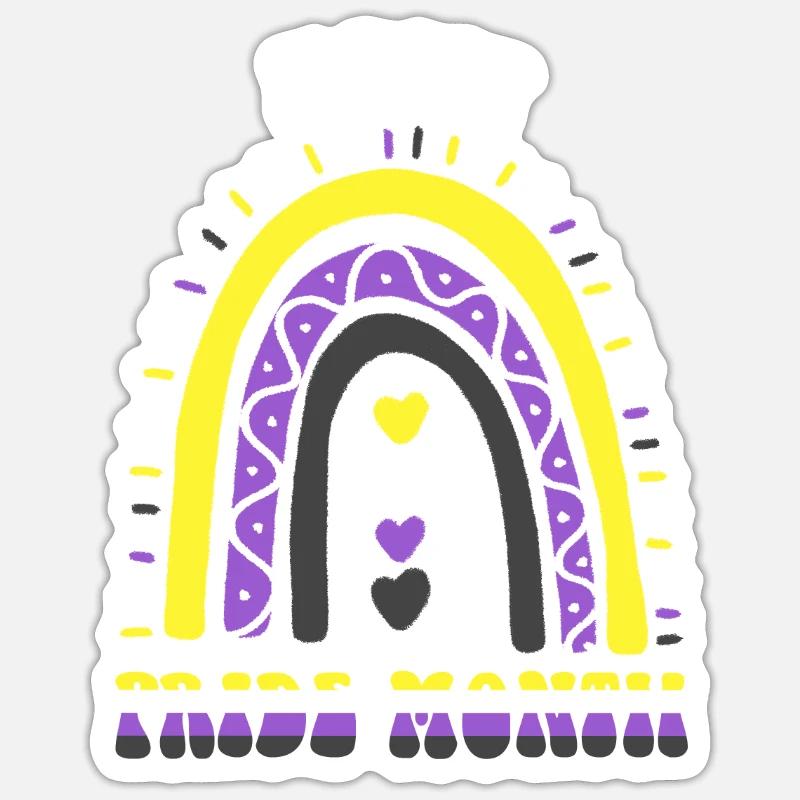 Happy Pride Month Nonbinary Boho Regenbogen Sticker Größe S (10 x 10 cm)