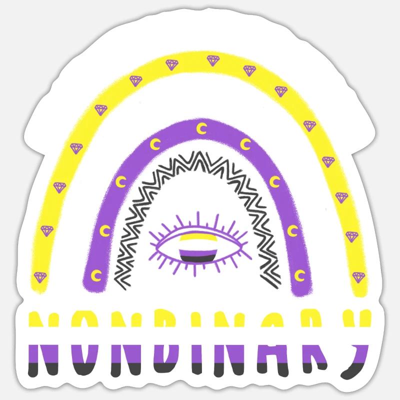 Boho Rainbow Nonbinary Sticker size S (10 x 10 cm)